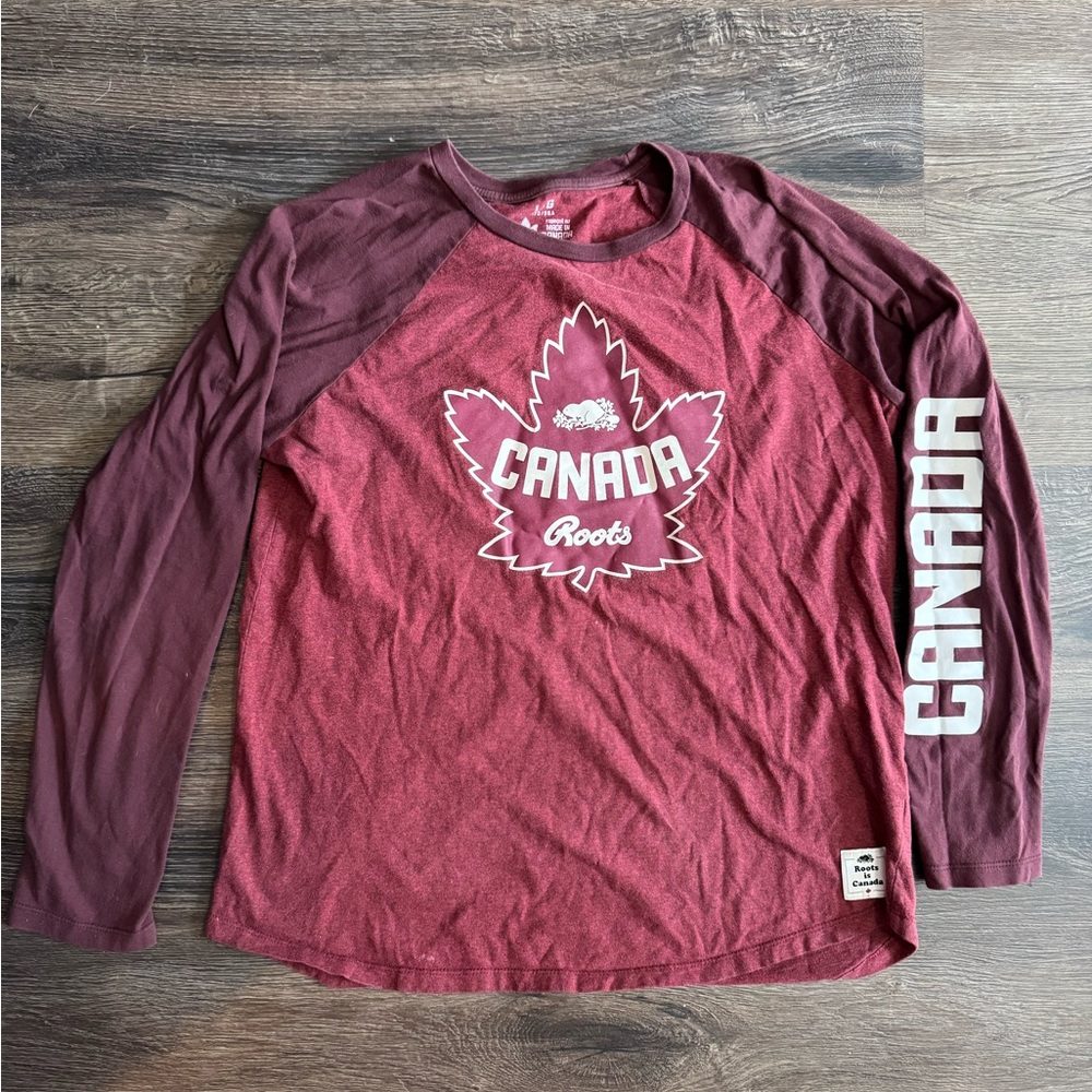 Roots Maroon Canada Long Sleeve Tee